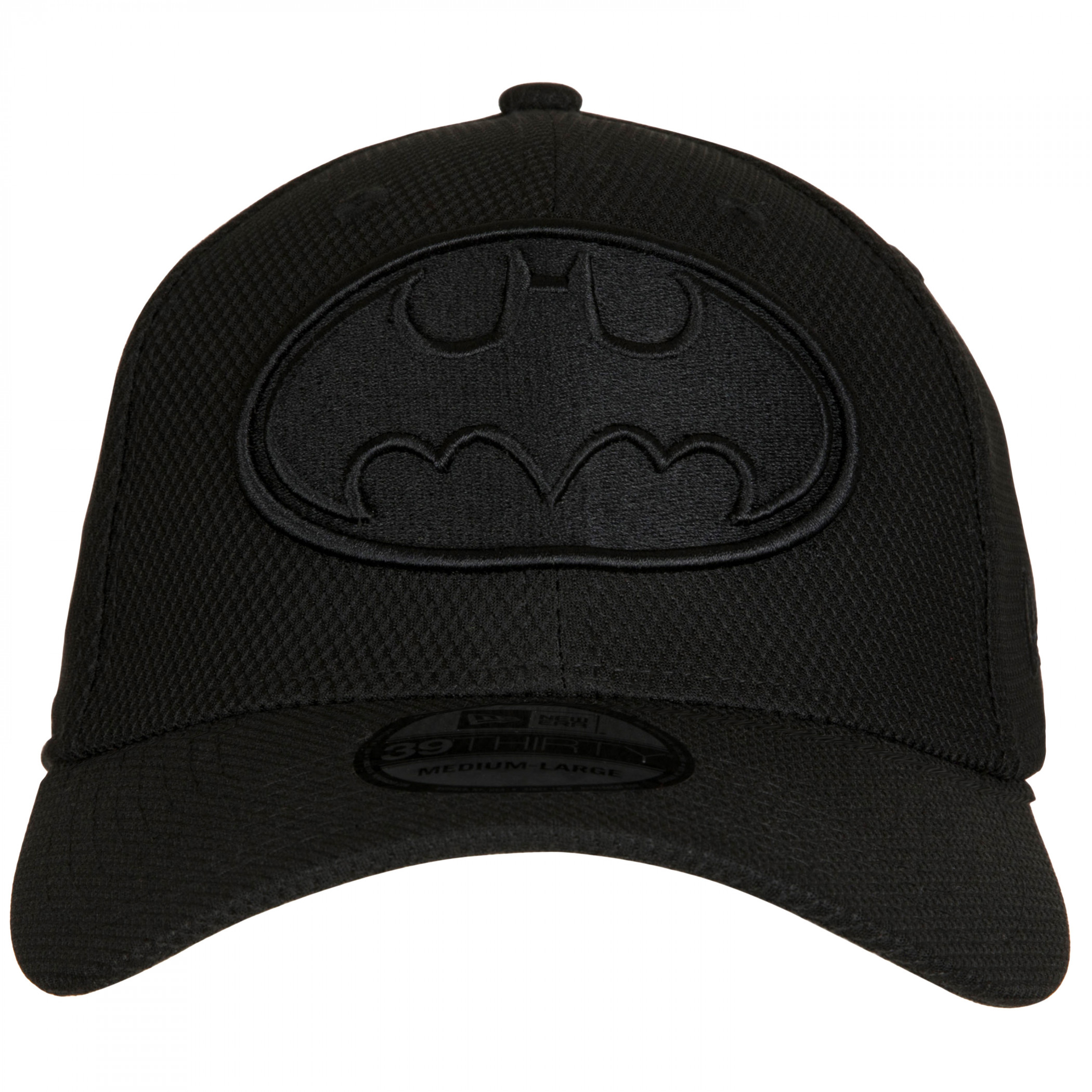 Batman Symbol Black on Black New Era 39Thirty Fitted Hat
